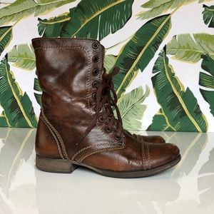 Steve Madden Troopa | Brown Leather Combat Boots